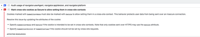 x (1) Mark cross-site cookies as Secure to allow setting them in cross-site contexts