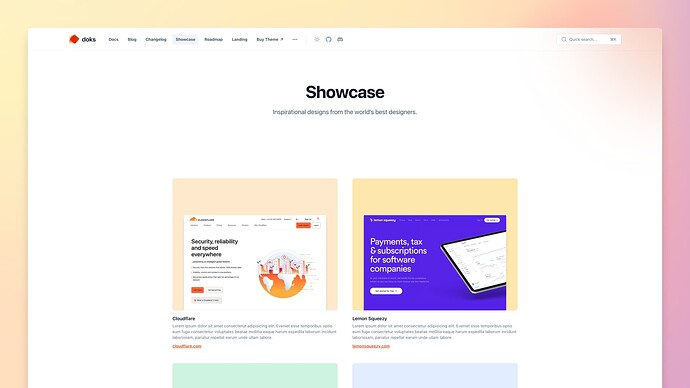 Showcase page