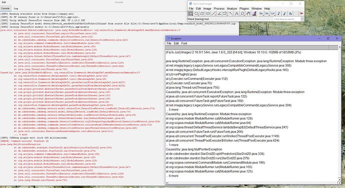 Error Message for StarDist Plugin for Fiji/Image-J after