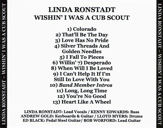 Linda Ronstadt - Wishin' I Was A Cub Scout (cd back)