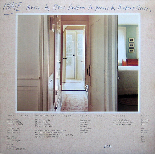 Home · Music By Steve Swallow To Poems By Robert Creeley, Primary, 1 of 4