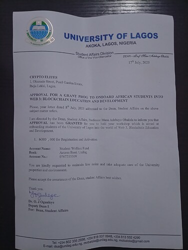 Approval Letter  University of Lagos