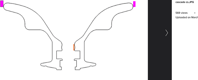 cascade cut diagram pink orange