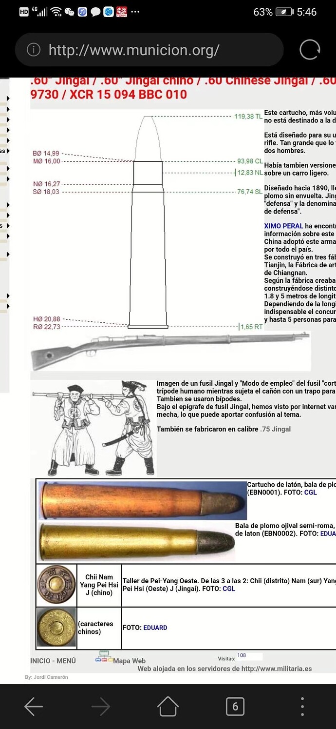 1897年 .60 Chinese Jingal cartridge - General Ammunition