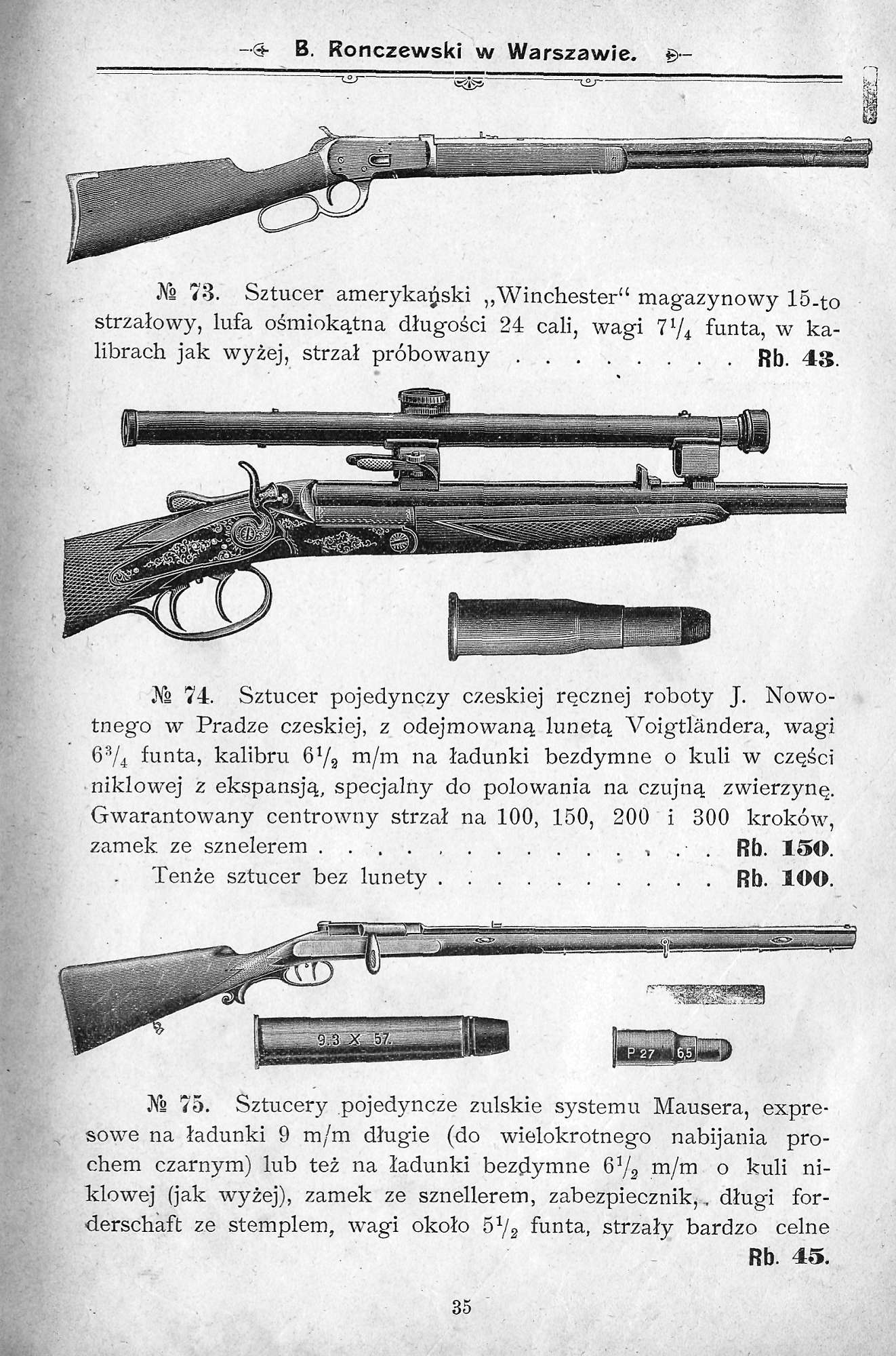 6,5x27R Box (Roneszewsky) by Utendoerffer (RWS) from 1935
