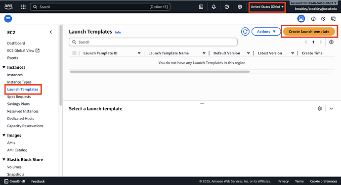 Launch Template Dashboard