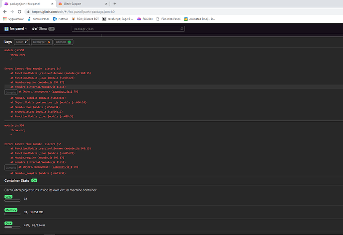 No space left on device, write pls help - Glitch Help