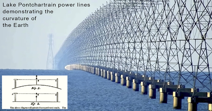 Lake Pontchartrain power lines demonstrating the curvature - Metabunk.