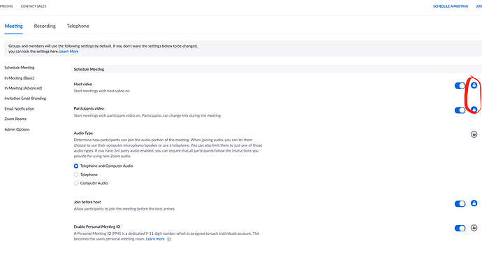 Zoom - account settings