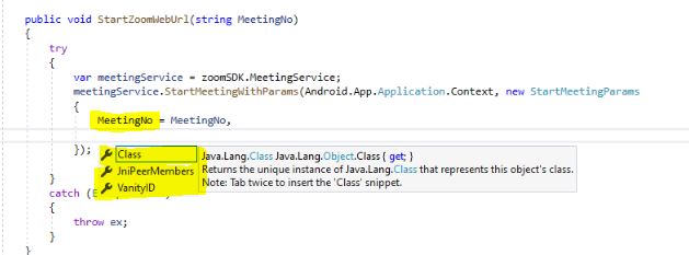 Startmeeting params