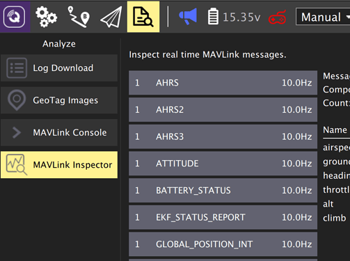 QGC Mavlink inspector screenshot