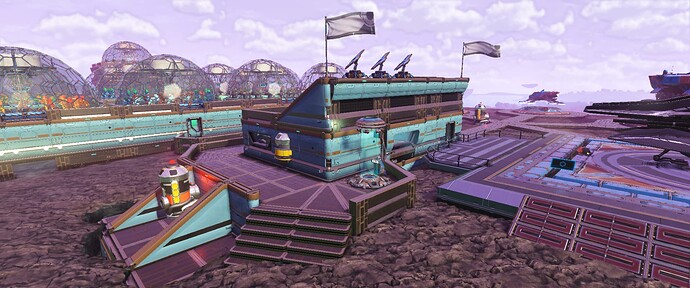 Backside of the outpost with a teleporter bringing me to the bottom of the platform