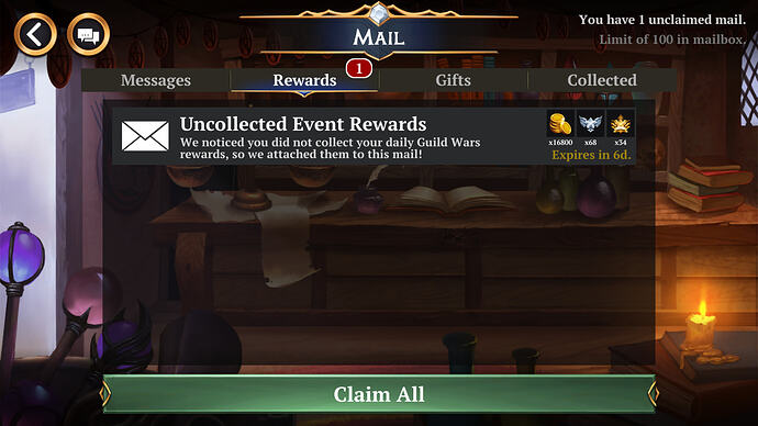 Uncollected Event Rewards
