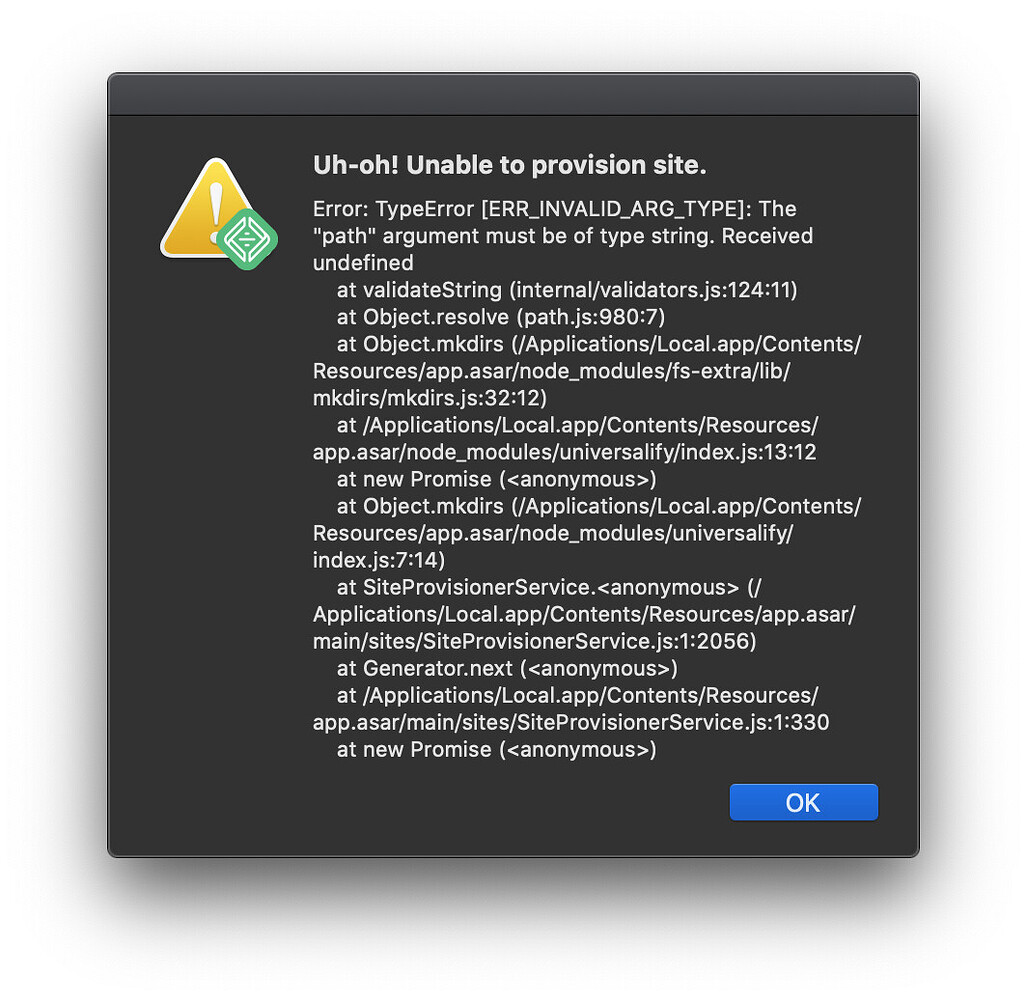"Uh-oh! Unable to provision site." when creating a new site - Support ...