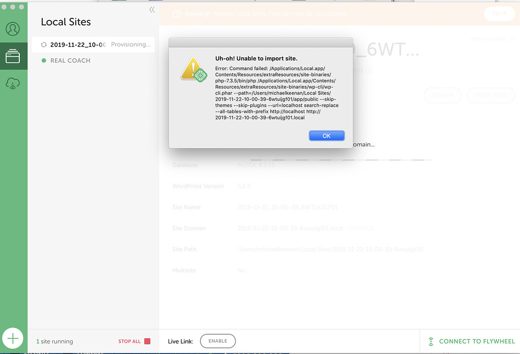 Unable to Import Local Site - Support - Local Community