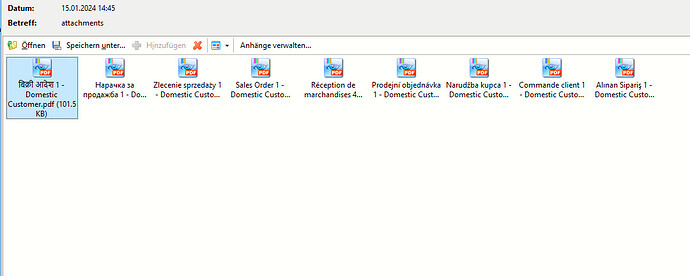 attachments received from other emailer