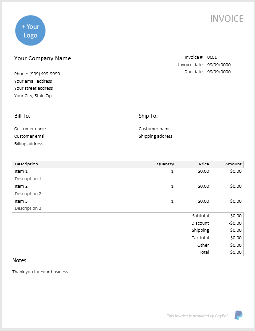 PayPal Invoice Example(cropped)
