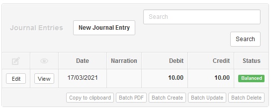 Journal Entry list OK