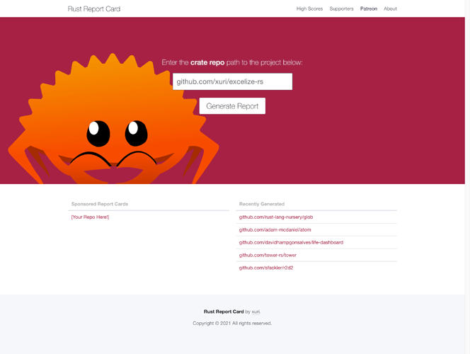 https://rust-reportcard.xuri.me, 75%