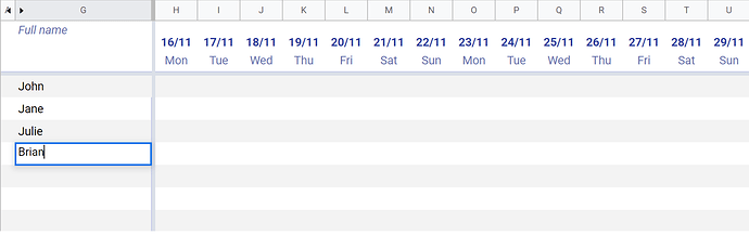Google sheet date and name