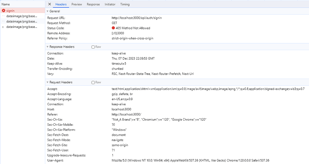 405 Error when trying to enable Google Provider for NEXT Auth