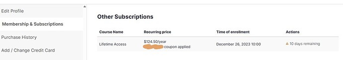 mosh course purchase history
