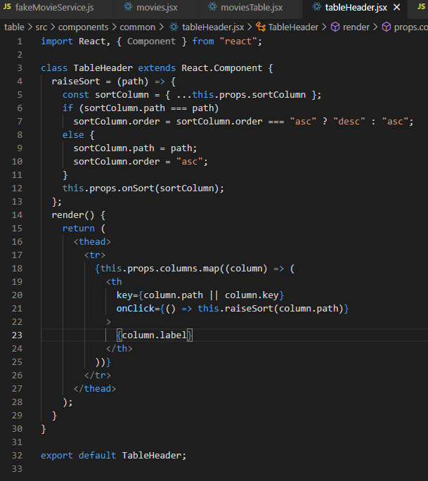 Cannot render tableHeader - Code with Mosh Forum