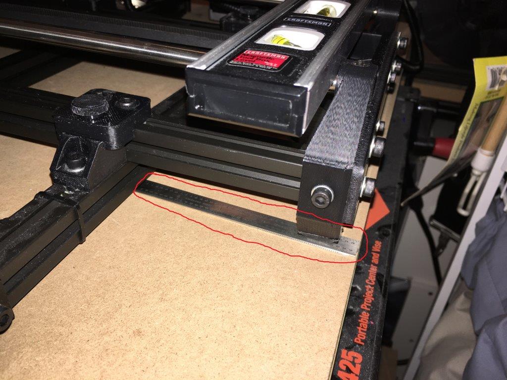 Pic 6 - Leveling Y Axis With 2 Stacked Metal Rulers Under Back Right Foot - Markup.jpg