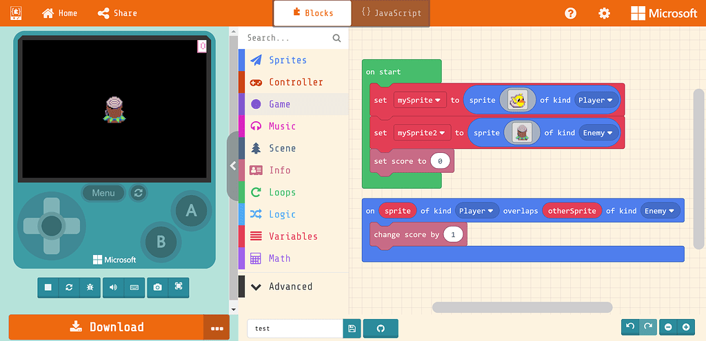 Sprite overlaps block question - Arcade - Microsoft MakeCode