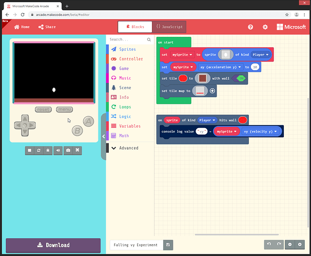 arcade-Falling-vy-Experiment-screenshot-code-1