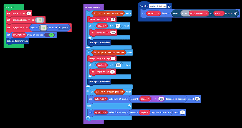 Rotation and aiming help needed! - Help - Microsoft MakeCode