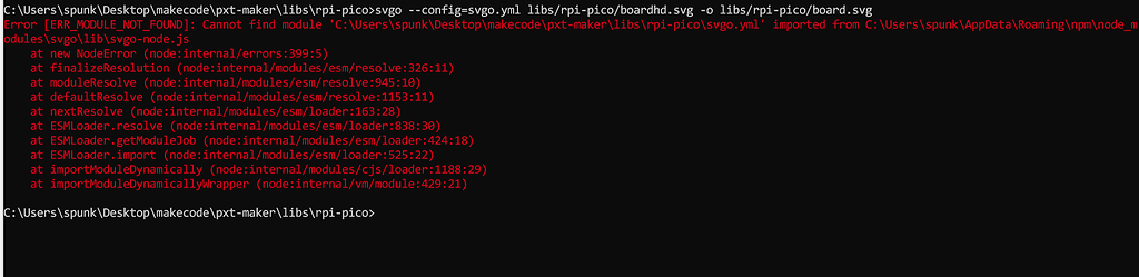 Getting error when running svgo - PXT - Microsoft MakeCode