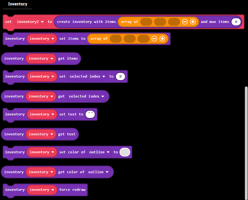 Inventory extension - Show & Tell - Microsoft MakeCode