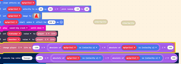 Note the set sprite velocity block