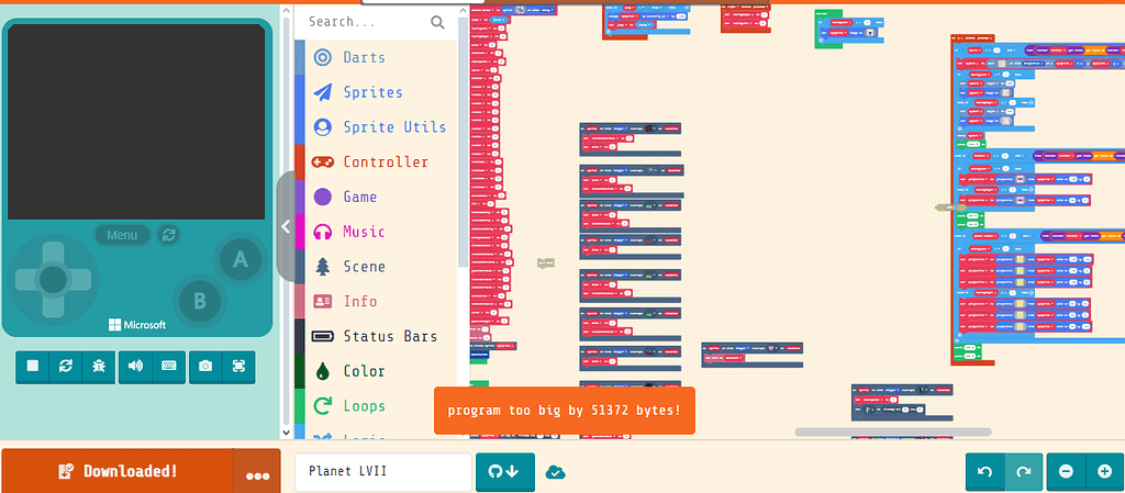 Game to big? - Help - Microsoft MakeCode