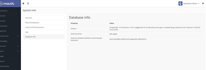 PostgreSQL mautic