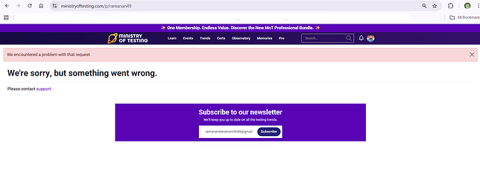 My Mot Profile not loading