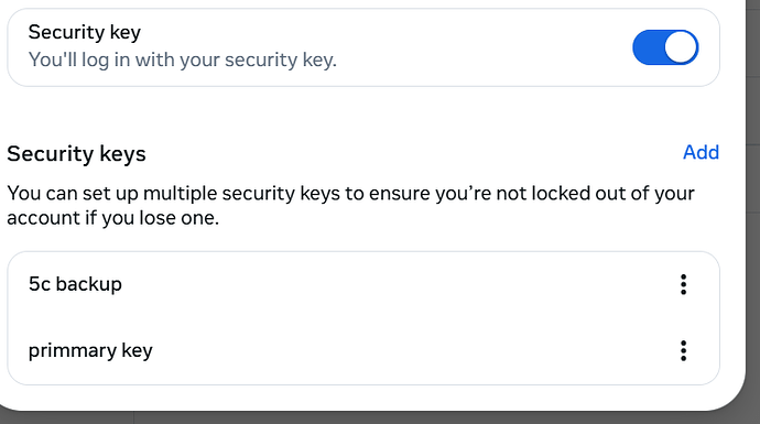 I have setup my yubikey 5c Nfc hardware keys