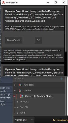 CAMBER error messages