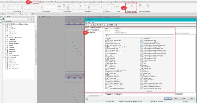 Civil 3D Property Set DATA