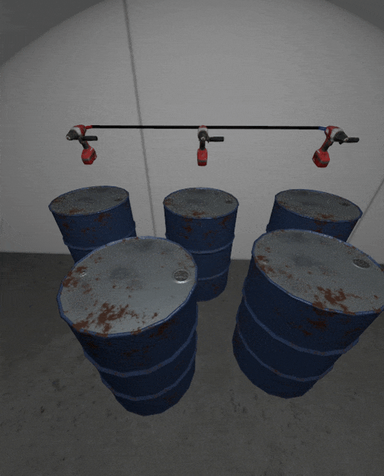 From left to right: drills using default, auto, manually computed inertias