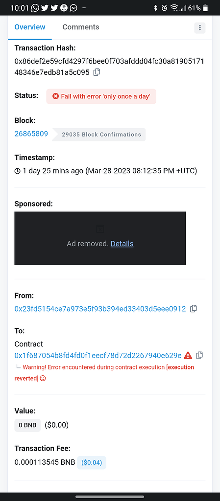 Warning! Error encountered during contract execution [execution ...