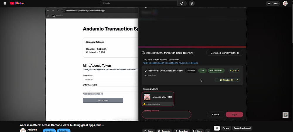 Sponsorted Tx - Short demo (3:13 min)