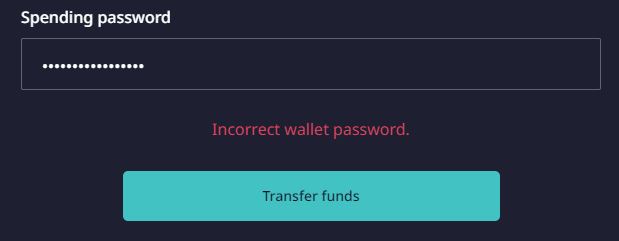 spending-password-incorrect