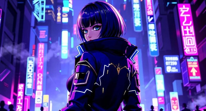Motoko Tokyo looking back at the viewer. What does she see?