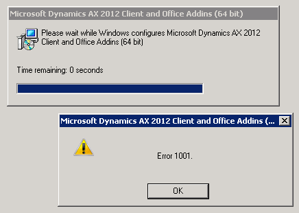 Error 1001 when installing AX 2012 Client. Help. - Technical