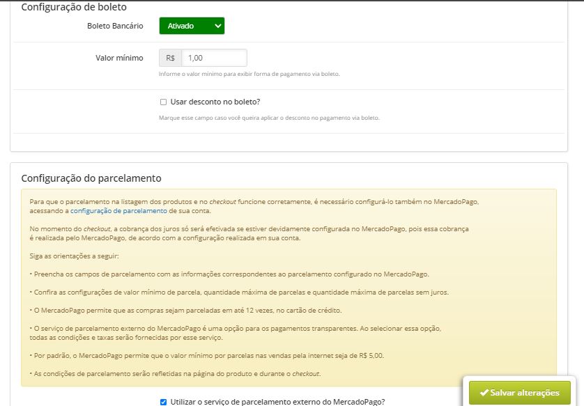 pagina de configuraçao loja integrada 3