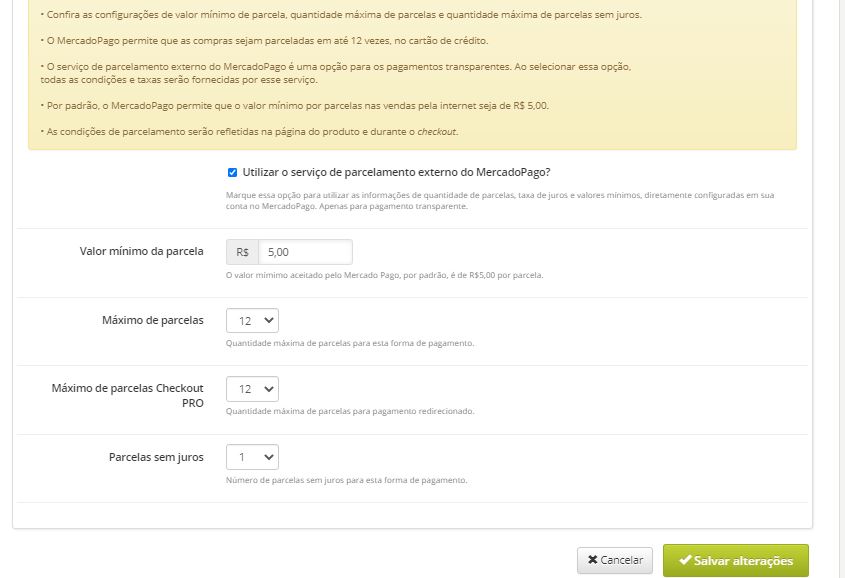pagina de configuraçao loja integrada 4