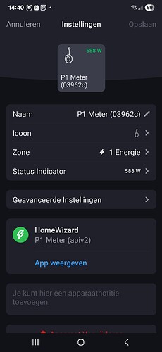 op instellingescherm ook mode vermelden