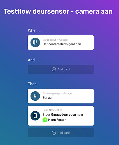 Testflow deursensor -camera aan